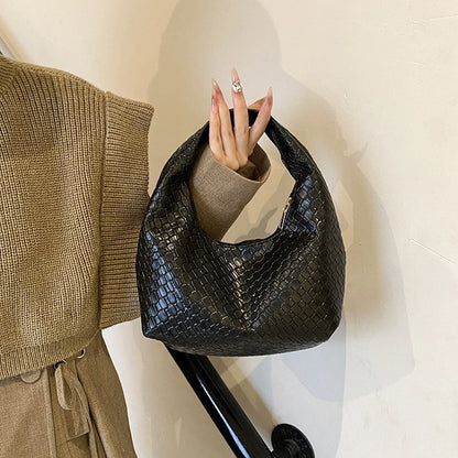 Women’s Woven Embossed PU Leather Hobo Shoulder Bag