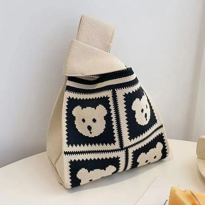 Handmade Knitted Knot Wrist Tote Bag