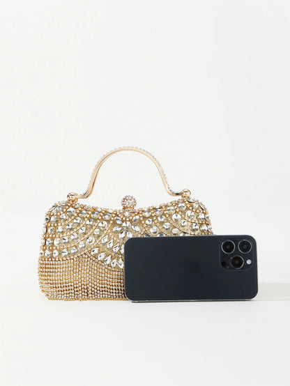 Rhinestone Tassel Handle Evening Bag