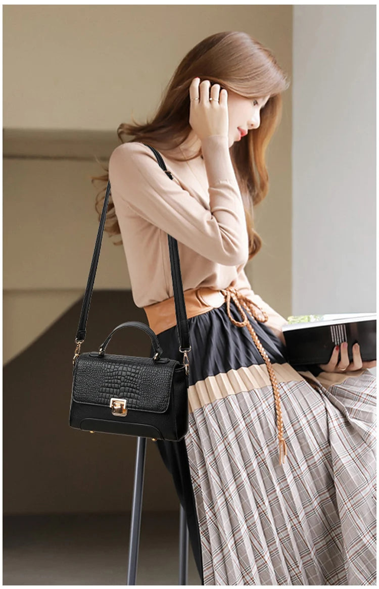 Large Capacity Leather Crossbody Handbag for Women