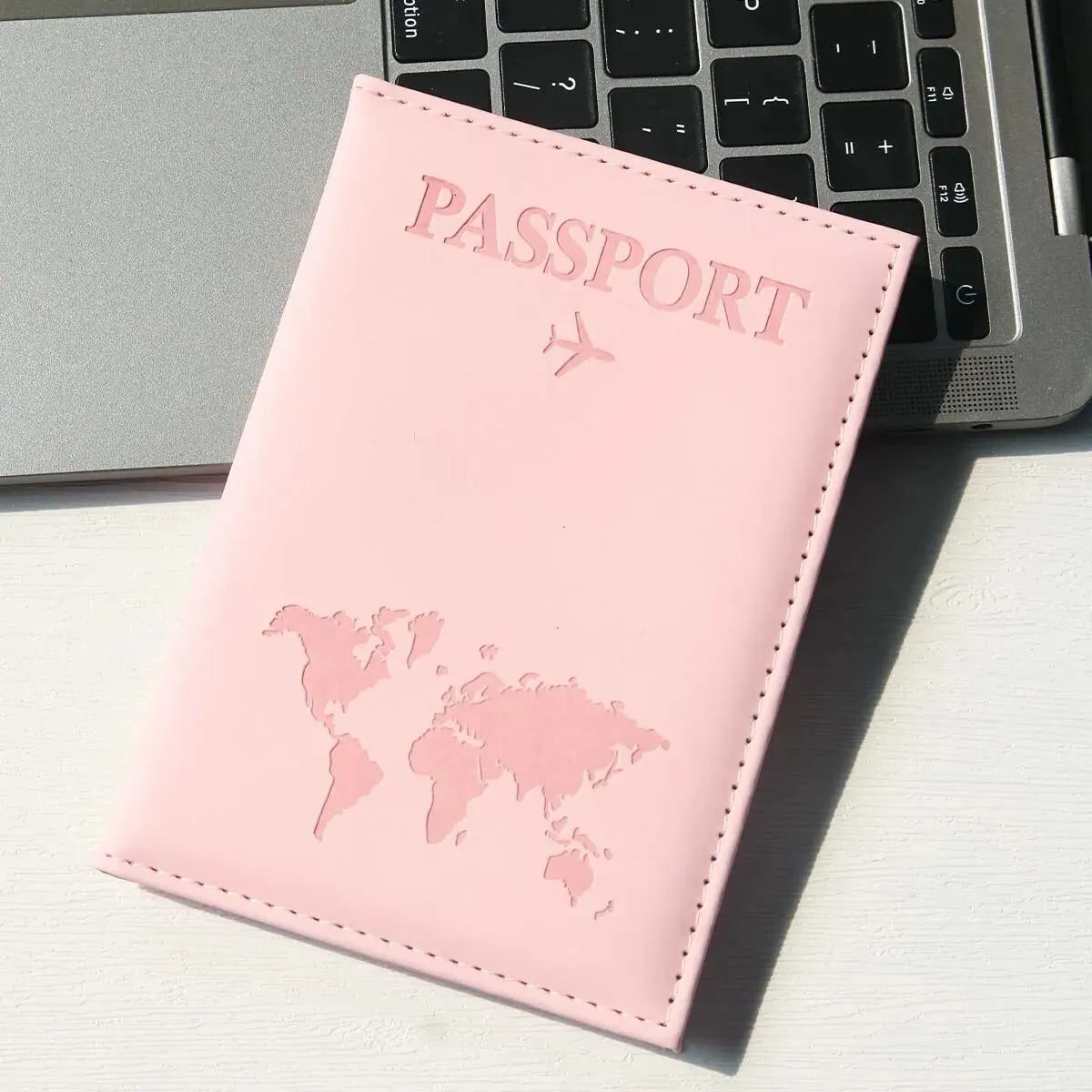 World Map PU Leather Passport Holder