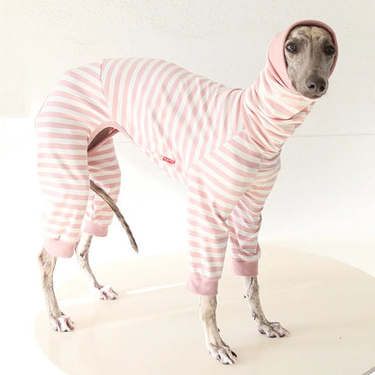 Striped Cotton Dog Pajamas for Italian Greyhounds & Whippets