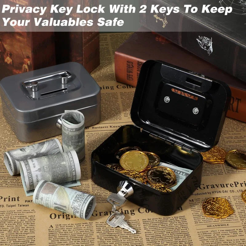 Portable Lockable Metal Cash Box