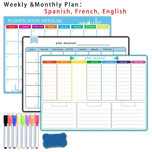 Magnetic Weekly & Monthly Dry Erase Fridge Planner