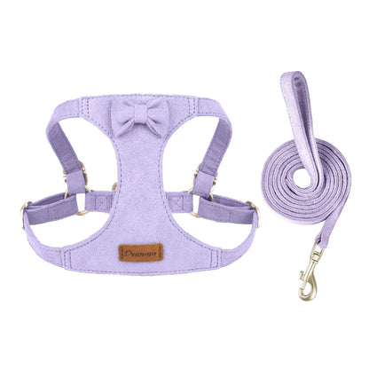 Premium Suede Dog Harness & Leash Set for Small Dogs