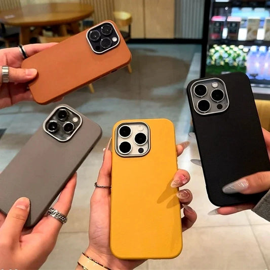 Luxury Matte Leather Phone Case For iPhone