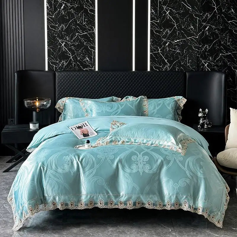 Jacquard Satin Soft Duvet Cover Set