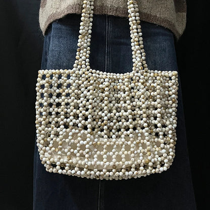 Handmade Pearl Beaded Shoulder Handbag