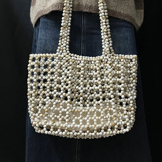 Handmade Pearl Beaded Shoulder Handbag