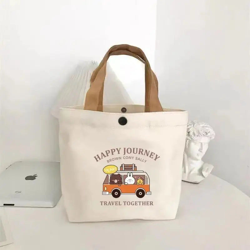 Cute Bear Canvas Mini Tote Bag