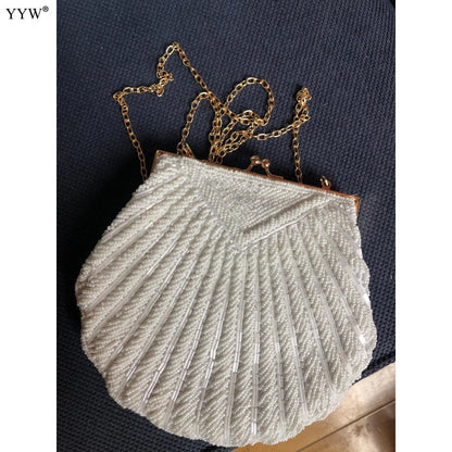 Beaded Shell Wedding Clutch Bag