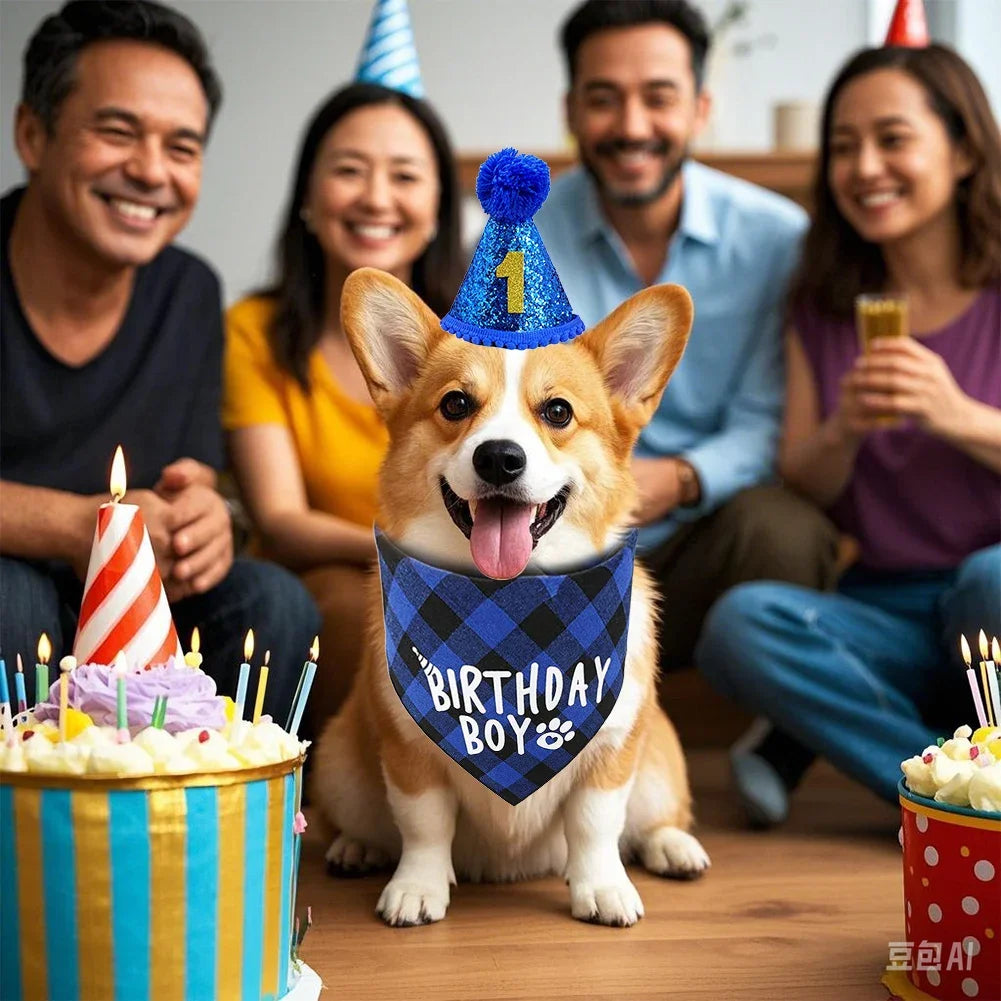 Dog Birthday Party Hat & Bandana Set