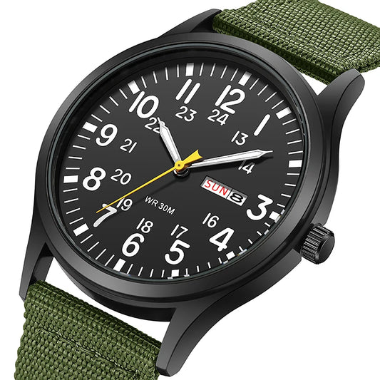 Men's Field Watch Nylon Strap Quartz Military Watch