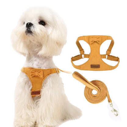 Premium Suede Dog Harness & Leash Set for Small Dogs