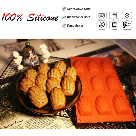 9-Cavity Silicone Madeleine Baking Mould Set