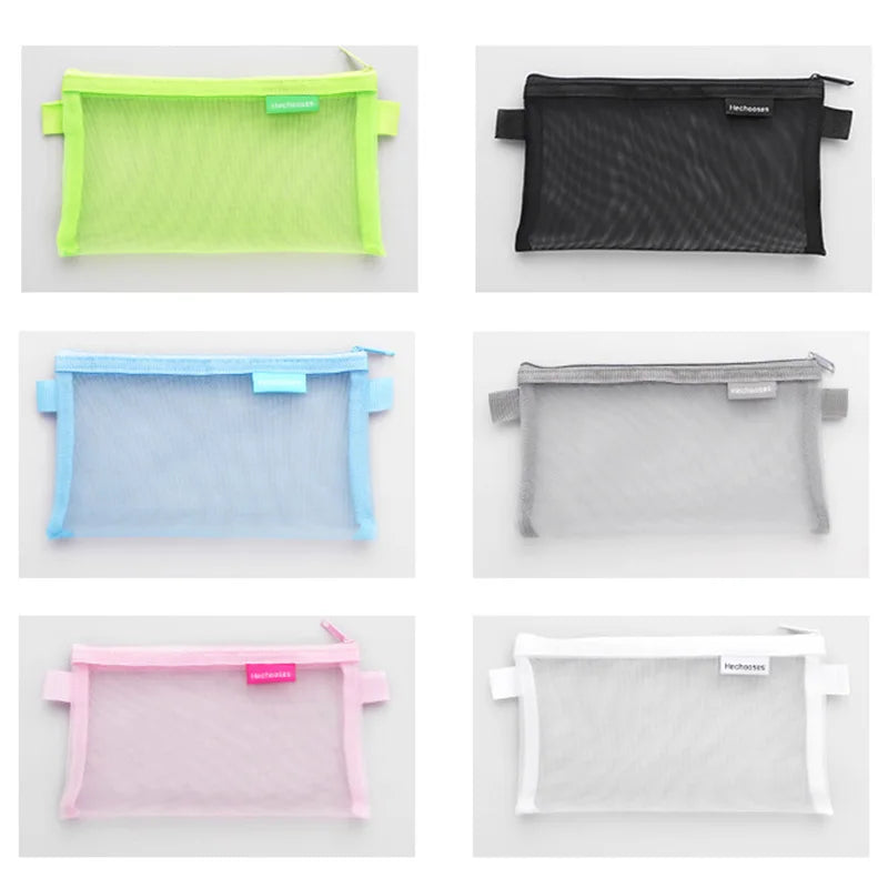 Large Capacity Transparent Mesh Pencil Case