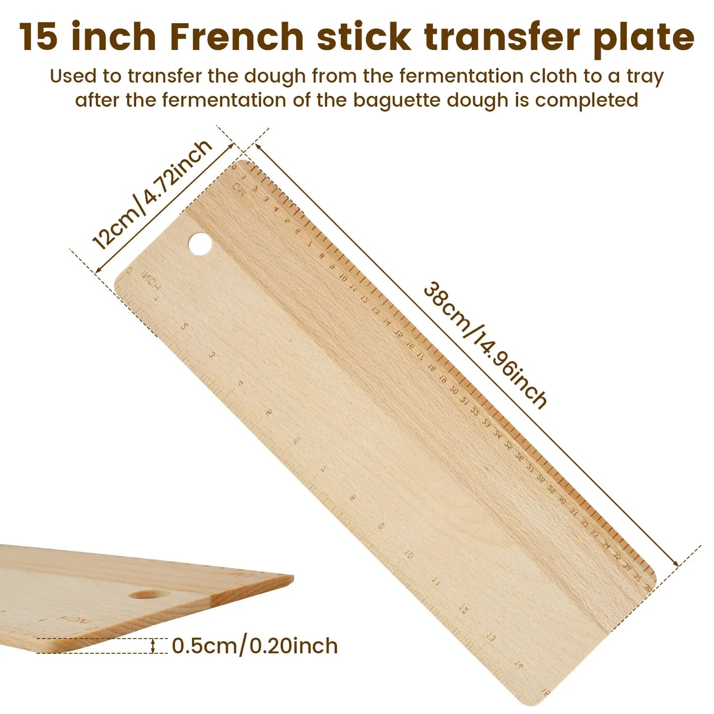 Beech Wood Bread Transfer Peel for Baguettes