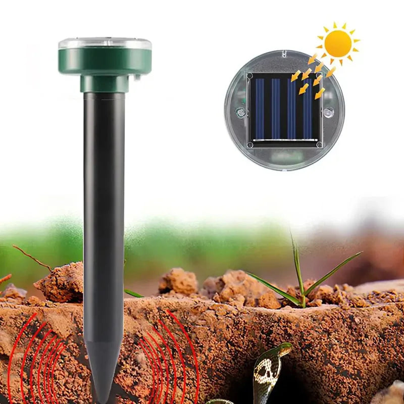 Solar-Powered Ultrasonic Mole, Mouse & Snake Deterrent Stakes
