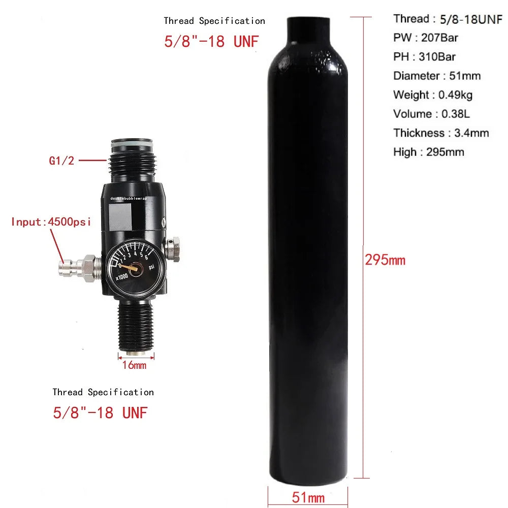 0.38L Aluminum Compressed Air Tank – 3000 PSI