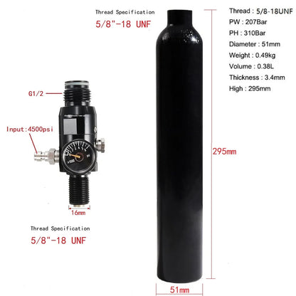 0.38L Aluminum Compressed Air Tank – 3000 PSI