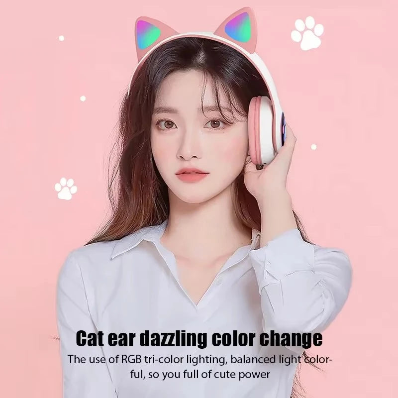 Cat Ear Wireless Bluetooth Headphones with RGB Lights