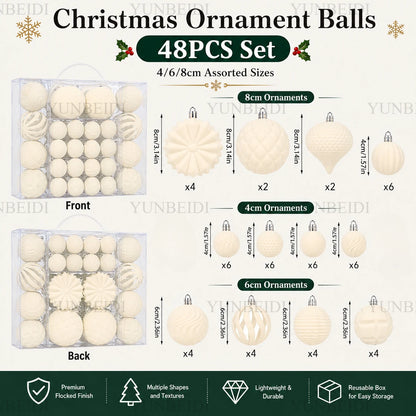 48-Piece Velvet Christmas Bauble Set