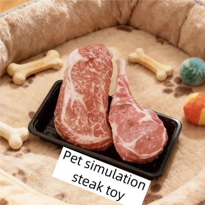 Squeaky Steak Dog Toy – Soft Fleece Chew Training Toy