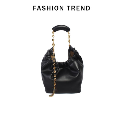 Genuine Leather Cloud Bucket Shoulder Bag