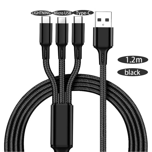 3-in-1 Fast Charging USB Cable with USB-C, Lightning & Micro USB