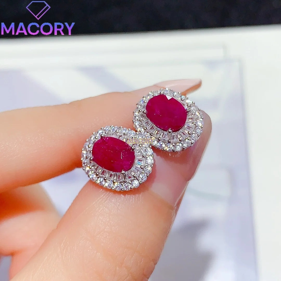 925 Sterling Silver Ruby Stud Earrings