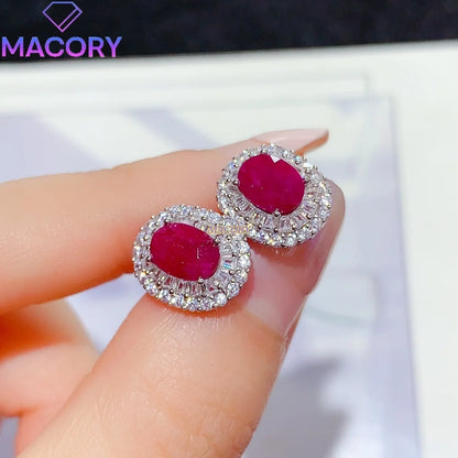 925 Sterling Silver Ruby Stud Earrings
