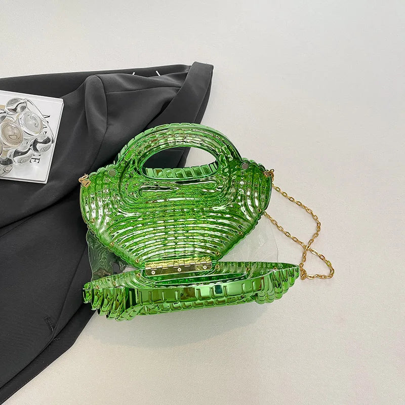 Metallic Acrylic Woven Handbag