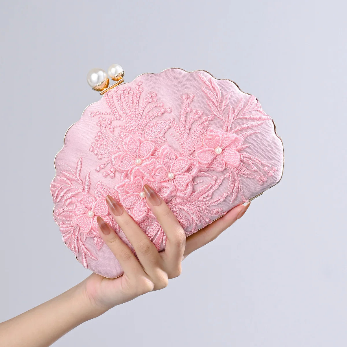 Vintage Lace Shell Evening Clutch Bag