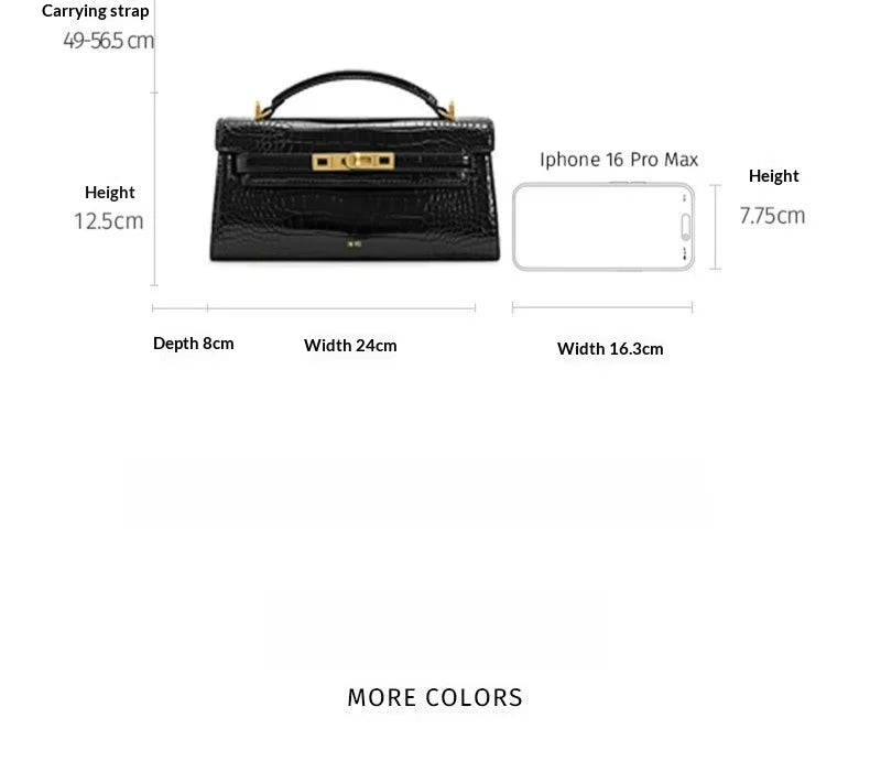 Crocodile Pattern Top Handle Satchel
