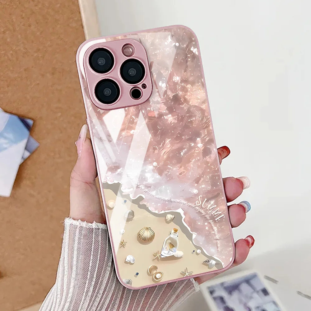 iPhone Case Wave Tempered Glass Red