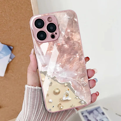 iPhone Case Wave Tempered Glass Red