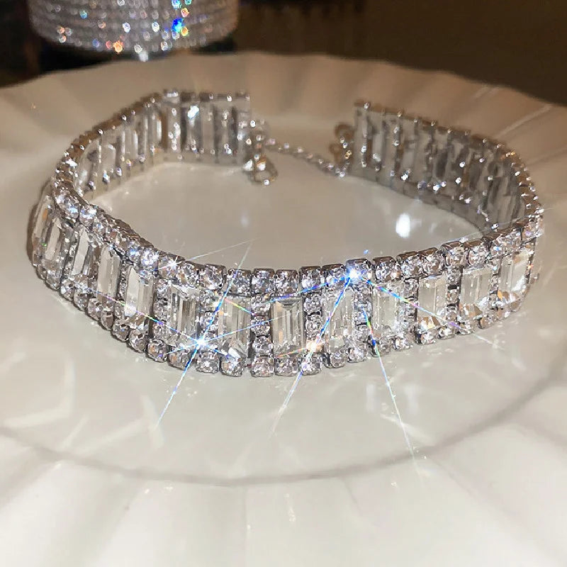Geometric Crystal Rhinestone Choker Necklace