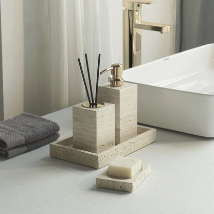 Travertine-Style Bathroom Accessories Set
