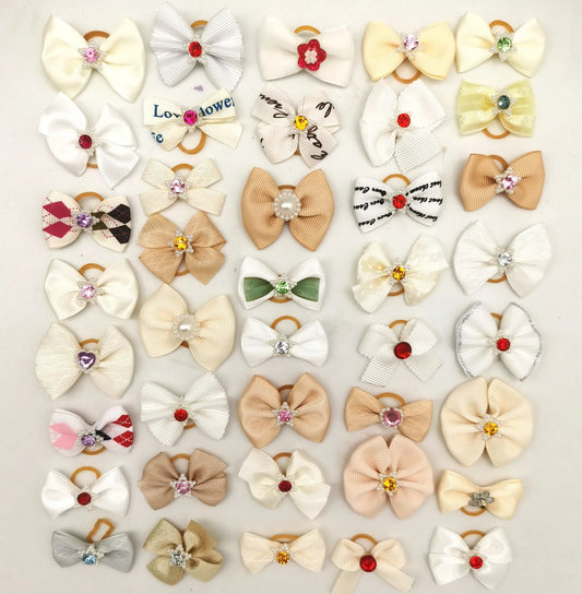 Dog Hair Bows with Pearl & Rhinestone Accents