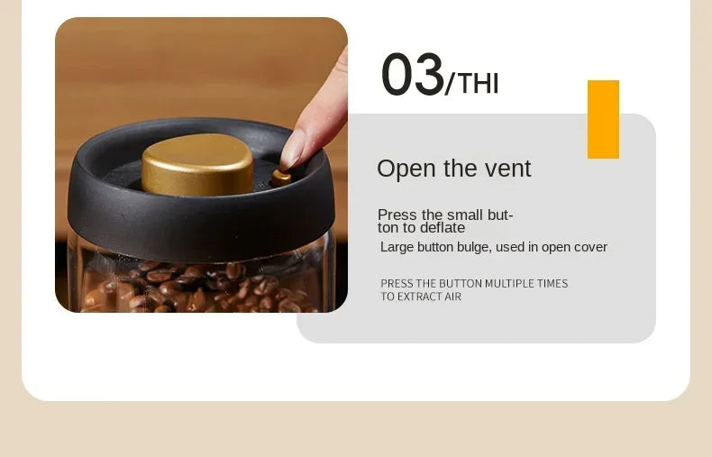 Vacuum Glass Coffee Bean Storage Jar