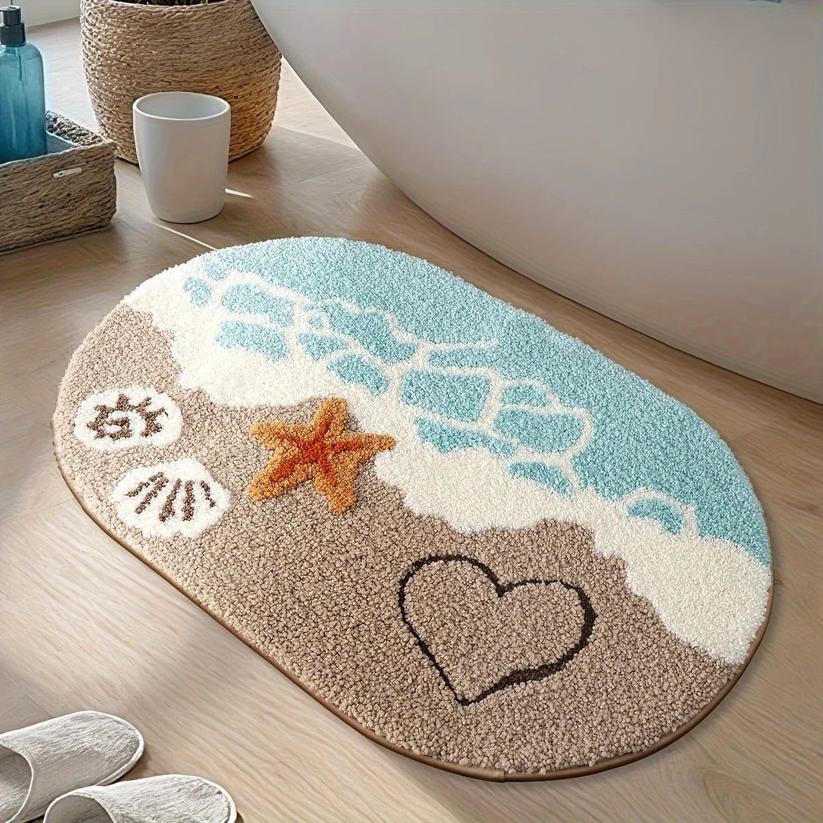 Ocean-Themed Plush Bathroom Mat