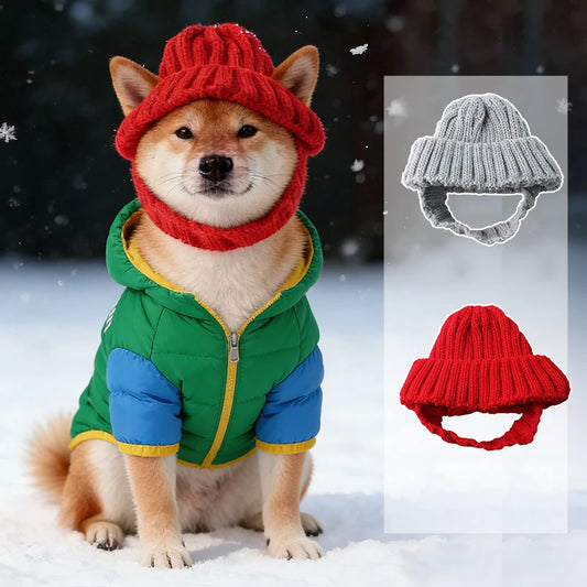 Winter Knitted Dog Hat for Small Dogs