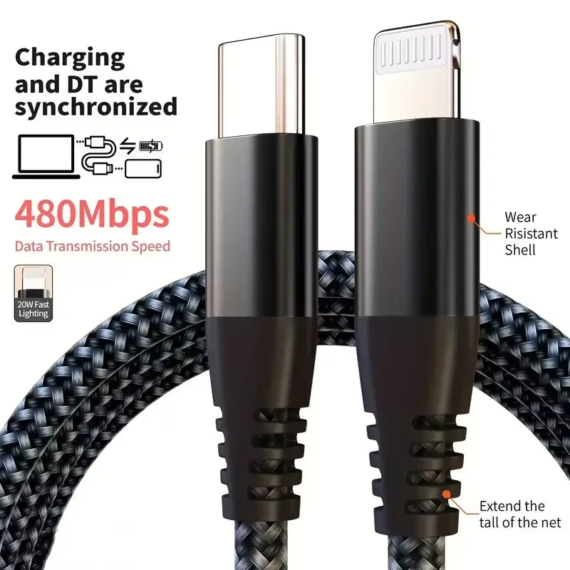 USB-C to Lightning Braided Fast Charging Cable