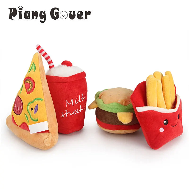 Food Shape Squeaky Plush Dog Toy