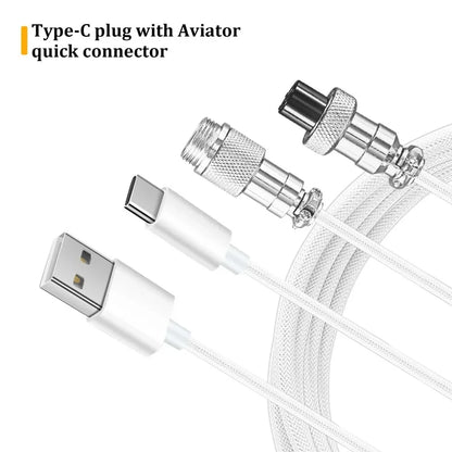 3M Coiled USB-C Mechanical Keyboard Cable – Detachable Aviator Connector