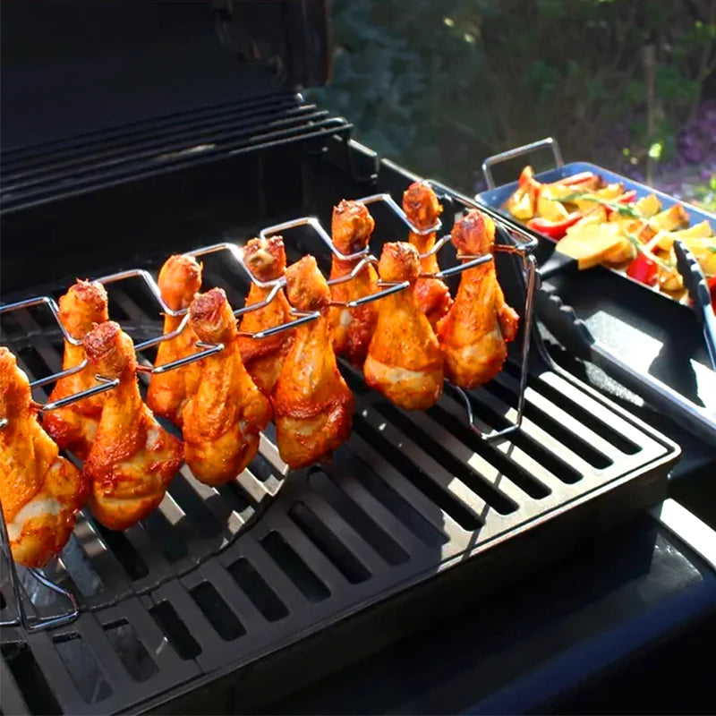 Stainless Steel Chicken Leg Rack with Drip Tray
