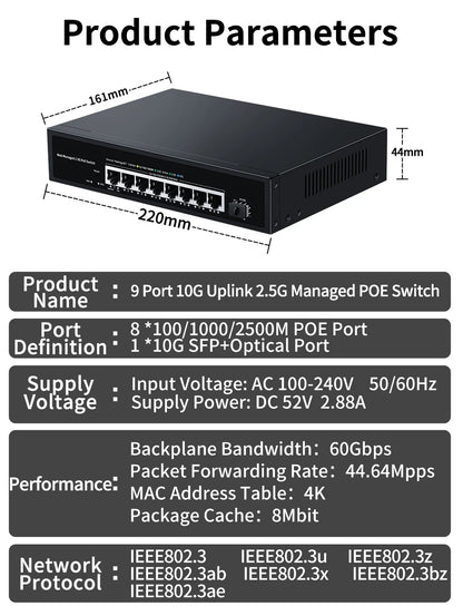 2.5GbE Web Managed PoE Switch with VLAN, QoS & LACP