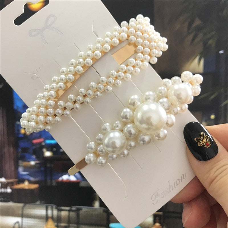 1Set Handmade Pearls Hair Clips Pin