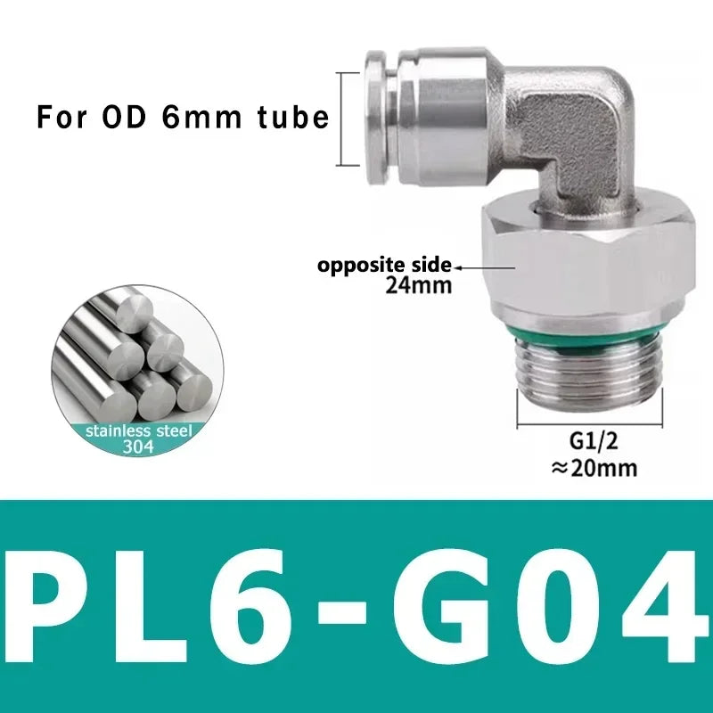 304 Stainless Steel Pneumatic Hose Connector Set