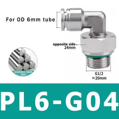 304 Stainless Steel Pneumatic Hose Connector Set
